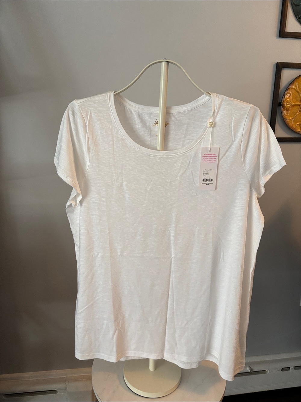 Lilly Pulitzer Resort White Etta Scoop Neck Tee  XL NWT